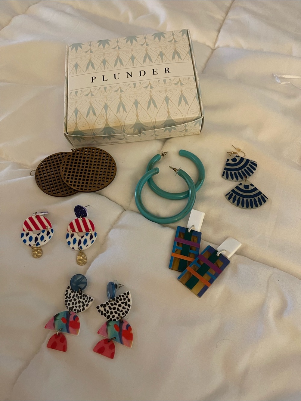 Plunder Teal Hoop Earrings with Matching Statement Pairs - Women Accessories